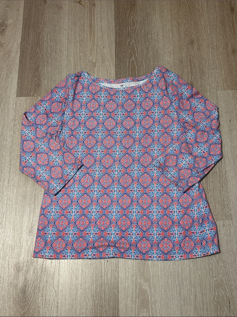 Talbots Multicolored Geometric Patterned 3/4 Sleeve Top Size XL